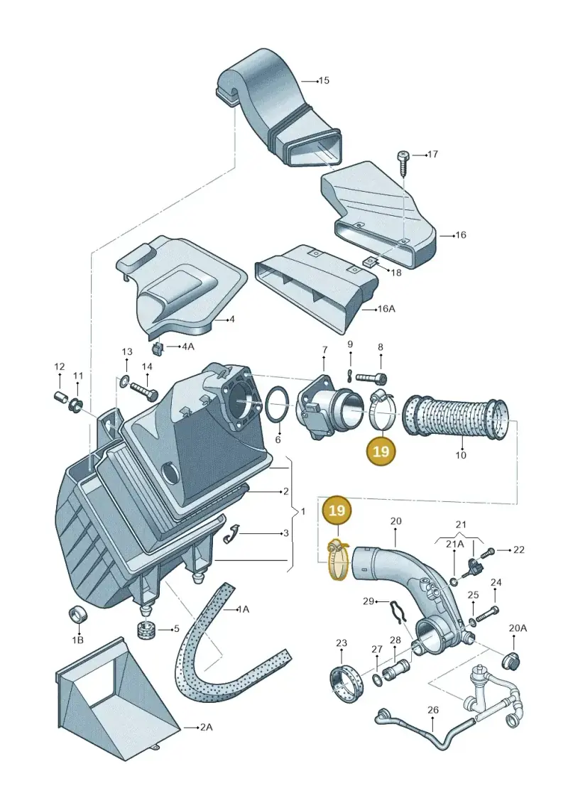 N0245223 — Volkswagen Passat/4Motion/W8 (2000-2002) diagram 156133910, position 19