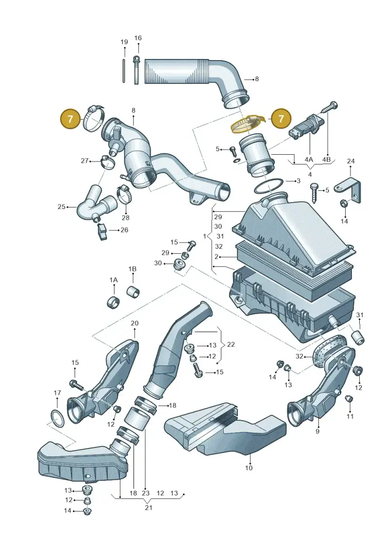 N0245223 — Volkswagen GOLF/VAR./4MOT. A4     02 (2001-2002) diagram 201129150, position 7