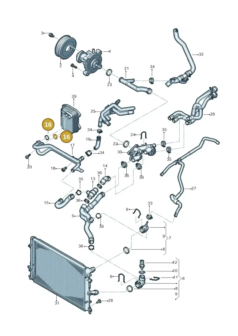 N0282012 — Volkswagen Jetta (2014-2017) diagram 789121020, position 16