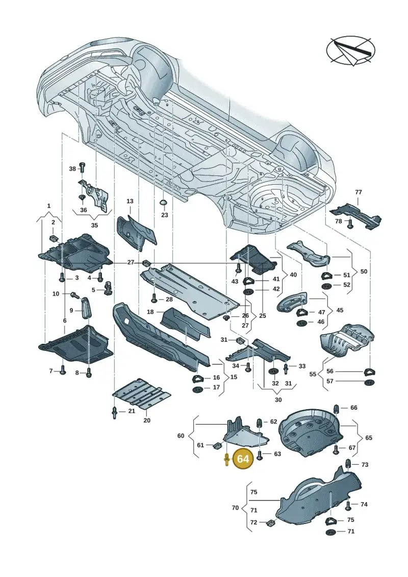 N0385494 — Volkswagen Passat estate (2023-) diagram 3j0825000, position 64