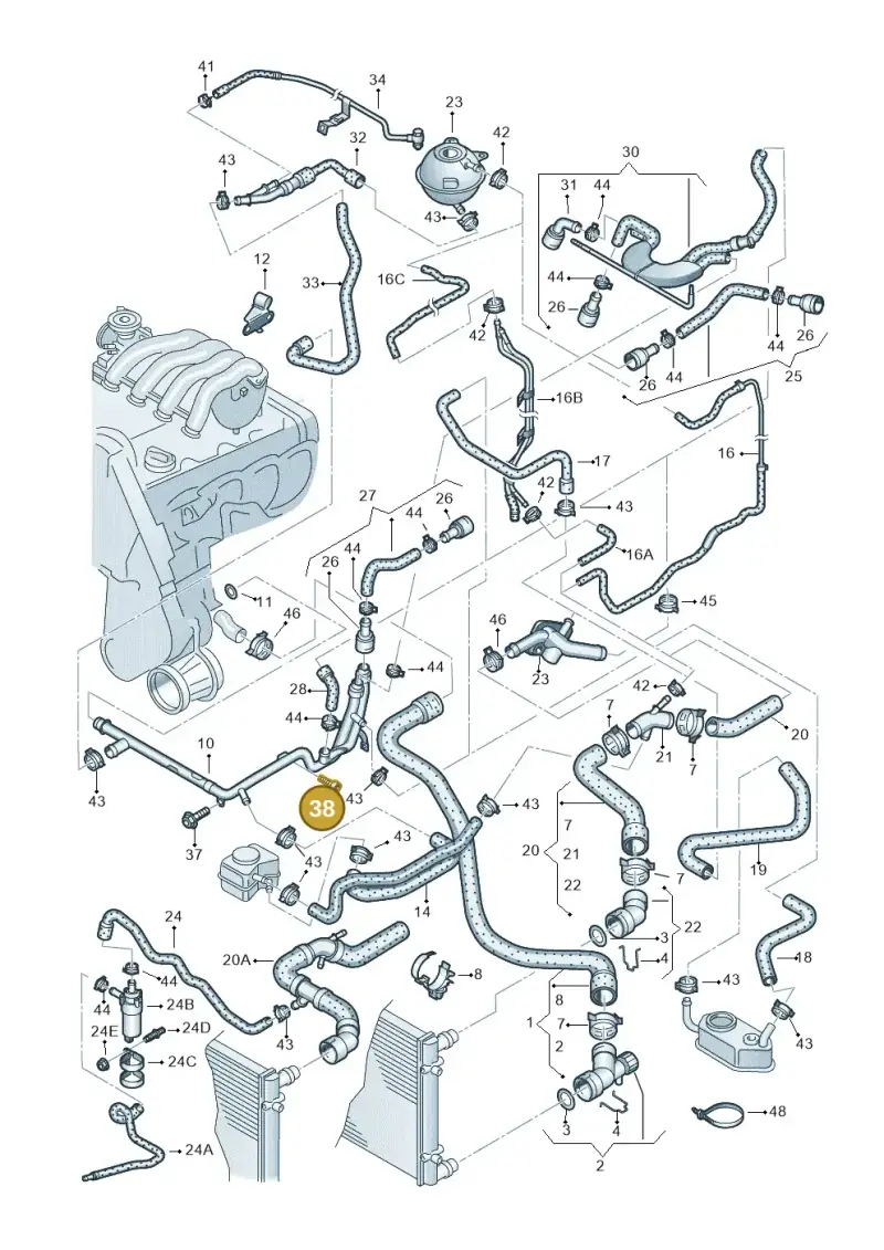 N0447273 — Volkswagen Jetta/Wagon (2002-2006) diagram 266121350, position 38