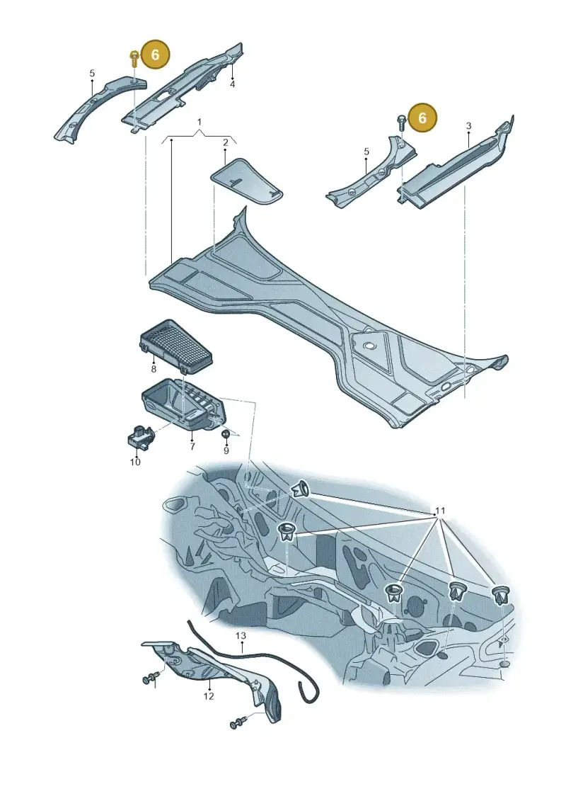 N10009102 — Audi A8L qu. 3.0 TDI (2009-2014) diagram 696819000, position 6