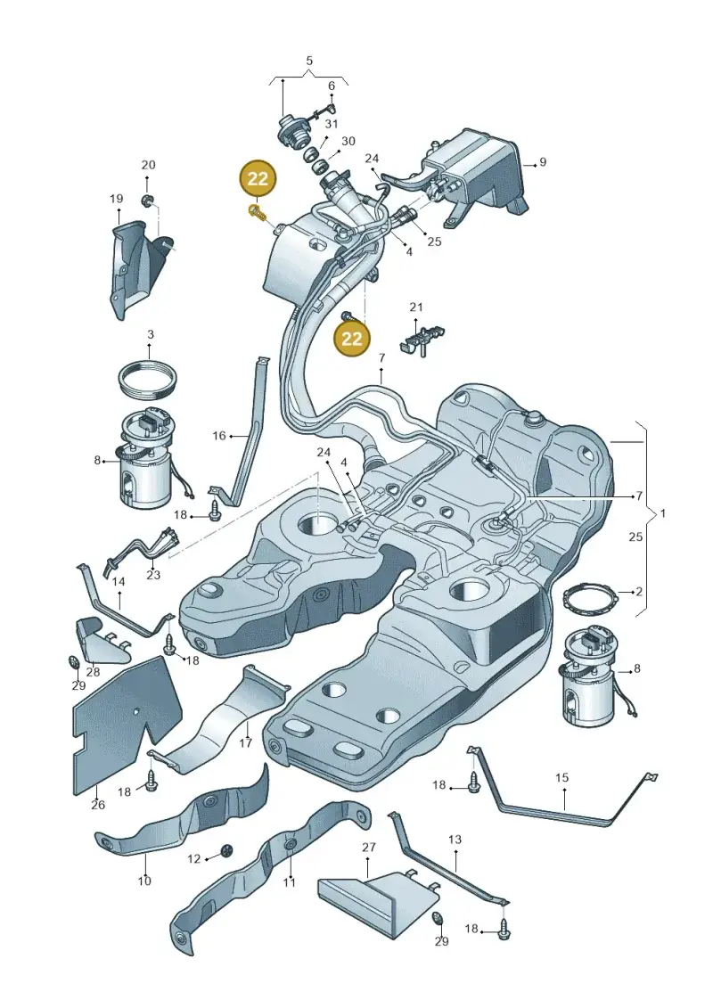 N10009205 — Audi Q7 qu. 3.0 TDI (2009-2015) diagram 493201000, position 22