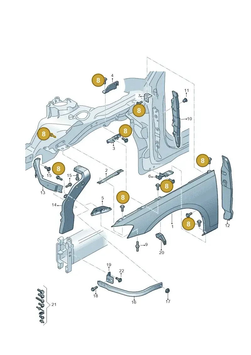 N10009507 — Audi A8 (2017-2025) diagram 838821000, position 8