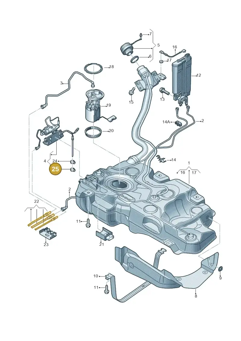 N10056801 — Volkswagen Golf 2.0 BlueMotion (2019-2024) diagram 746201300, position 25