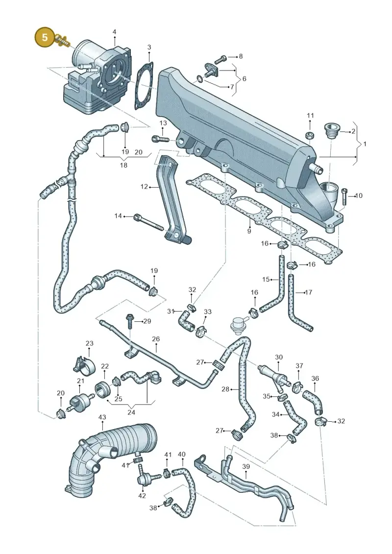 N10080204 — Volkswagen Polo (2008-2009) diagram 461133700, position 5