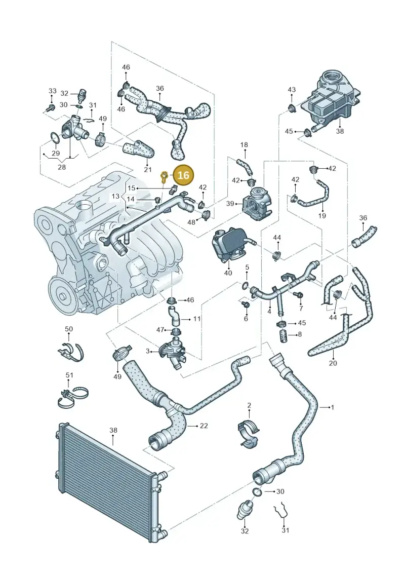 N10084102 — Volkswagen Passat/4Motion/W8 (2000-2002) diagram 404121520, position 16