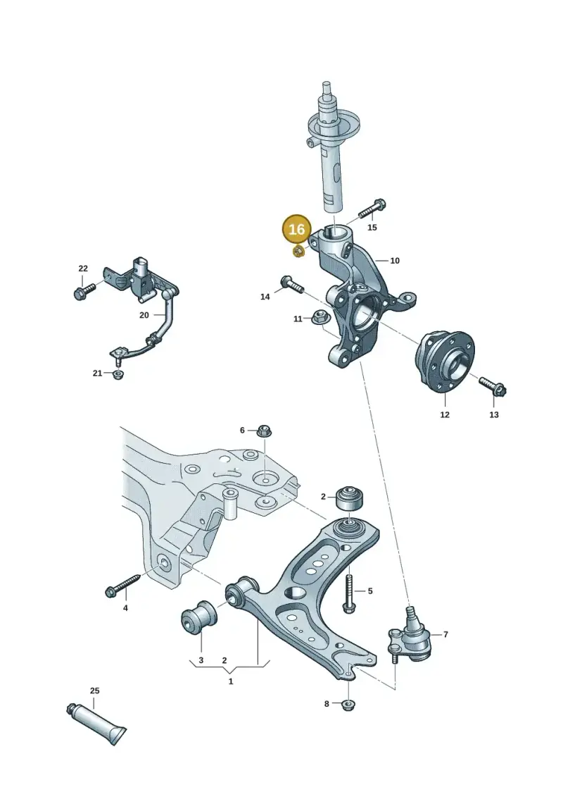 N10106402 — Volkswagen Caddy Maxi Kombi (2020-2024) diagram 2ka407000, position 16
