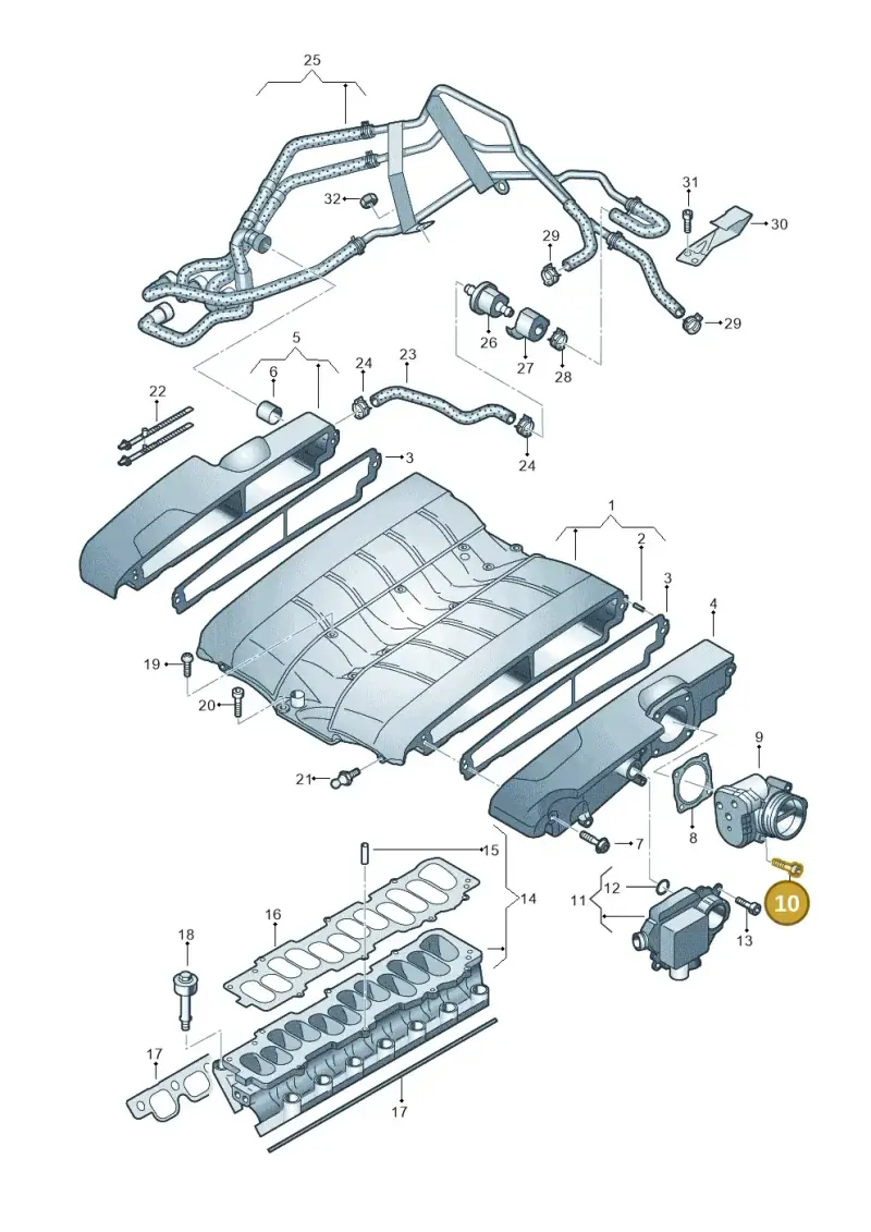 N10127002 — Volkswagen Phaeton 4motion (2008-2010) diagram 258133860, position 10