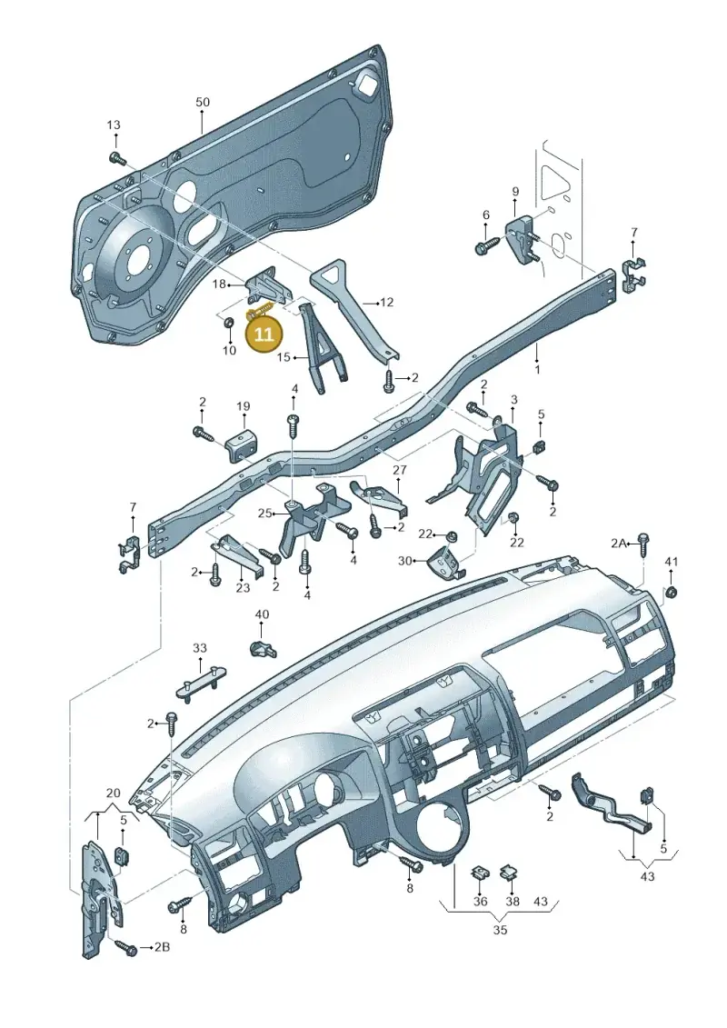 N10142404 — Volkswagen Transp. dropside (2011-2015) diagram 680857000, position 11
