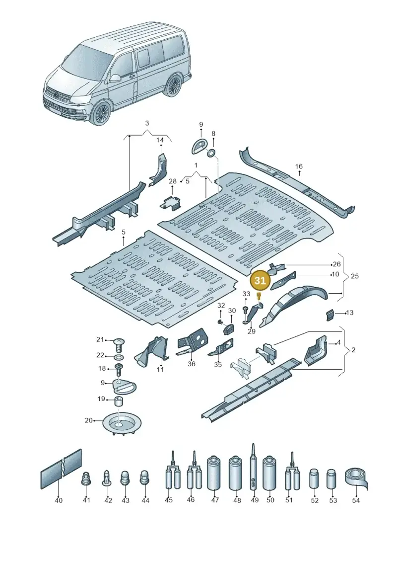 N10156305 — Volkswagen Caravelle (2015-2019) diagram 861801200, position 31