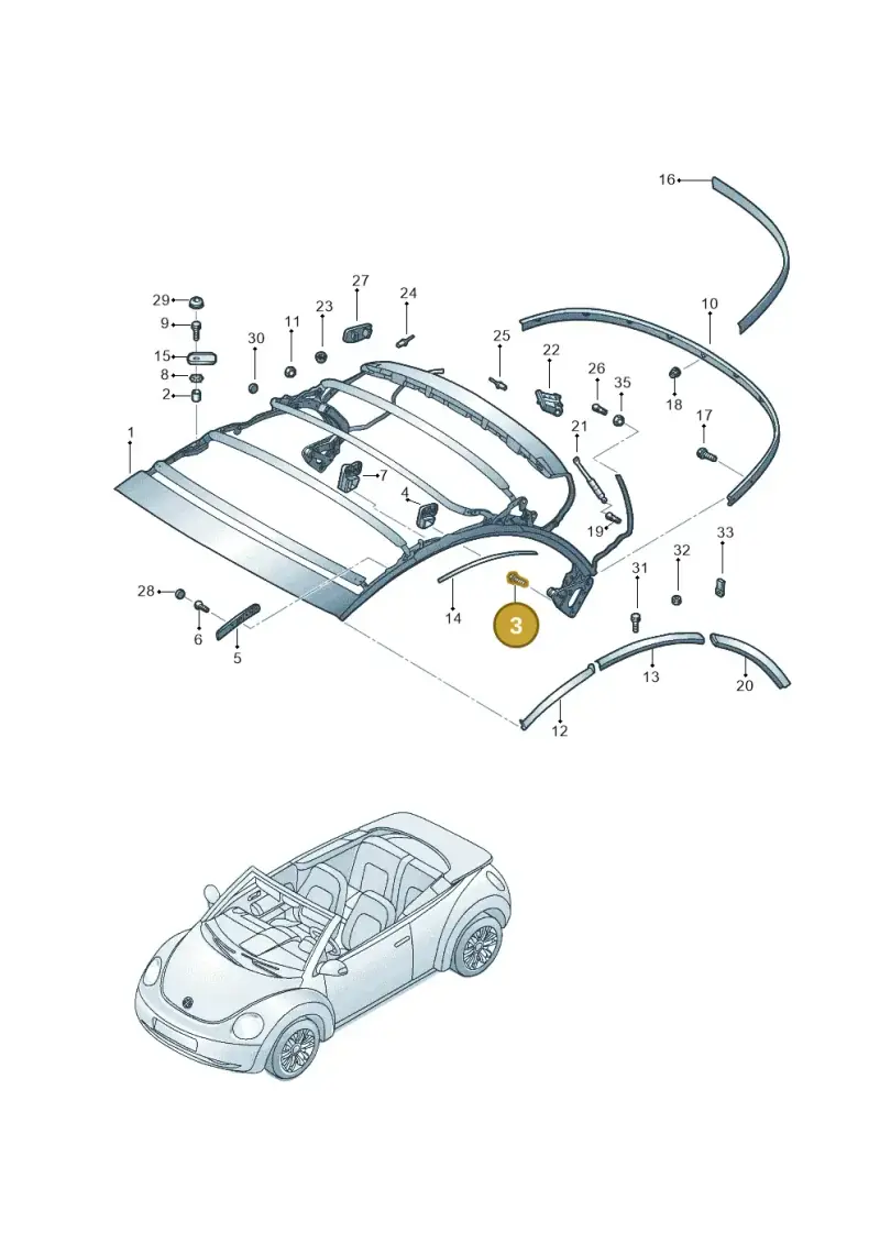 N10170513 — Volkswagen New Beetle Cabrio.     06> (2005-) diagram 279871300, position 3
