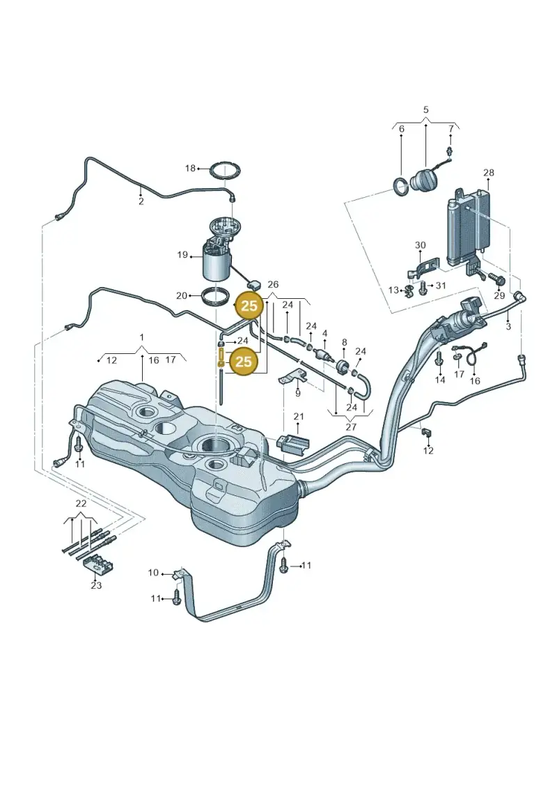 N10198301 — Volkswagen Caddy Maxi Kombi (2020-2024) diagram 2ka201042, position 25