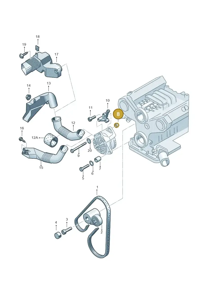 N10209005 — Volkswagen PASSAT/4MOTION/W8 (2002-2005) diagram 154903700, position 8