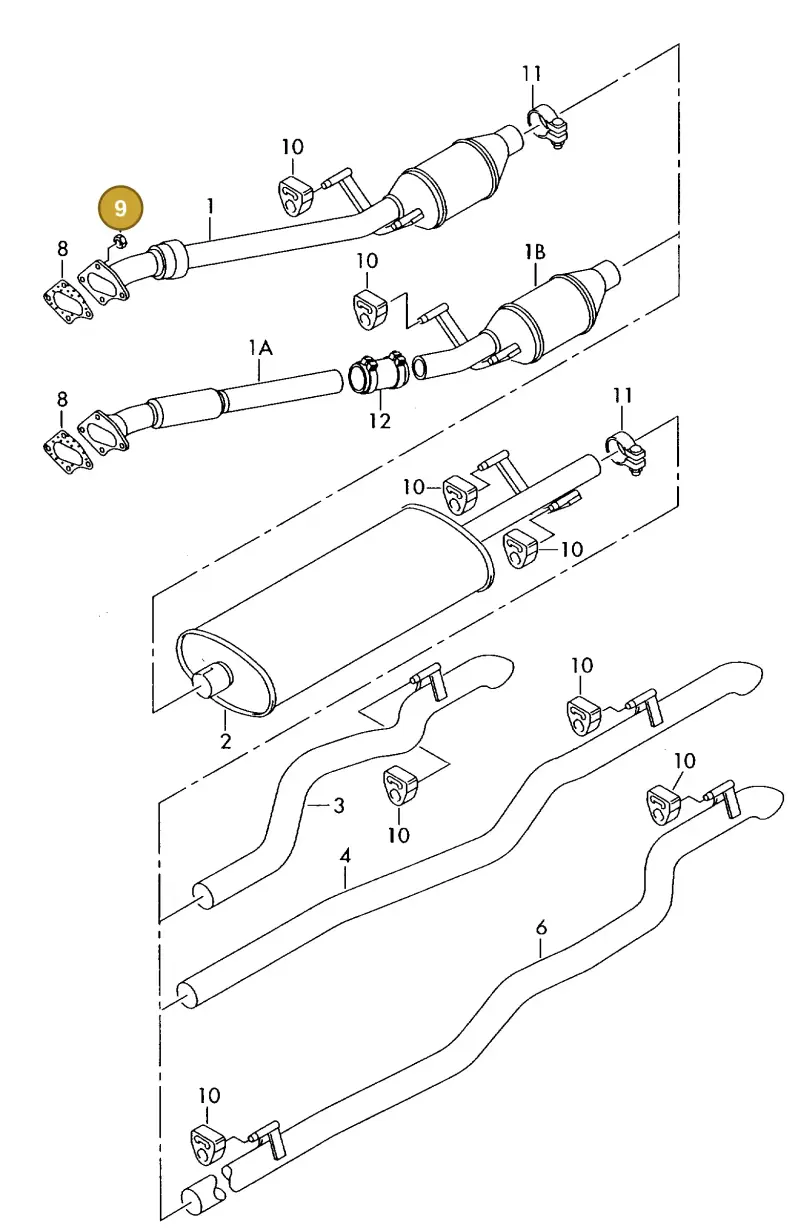N10209005 — Volkswagen LT, LT 4X4 (2003-2006) diagram 176253800, position 9