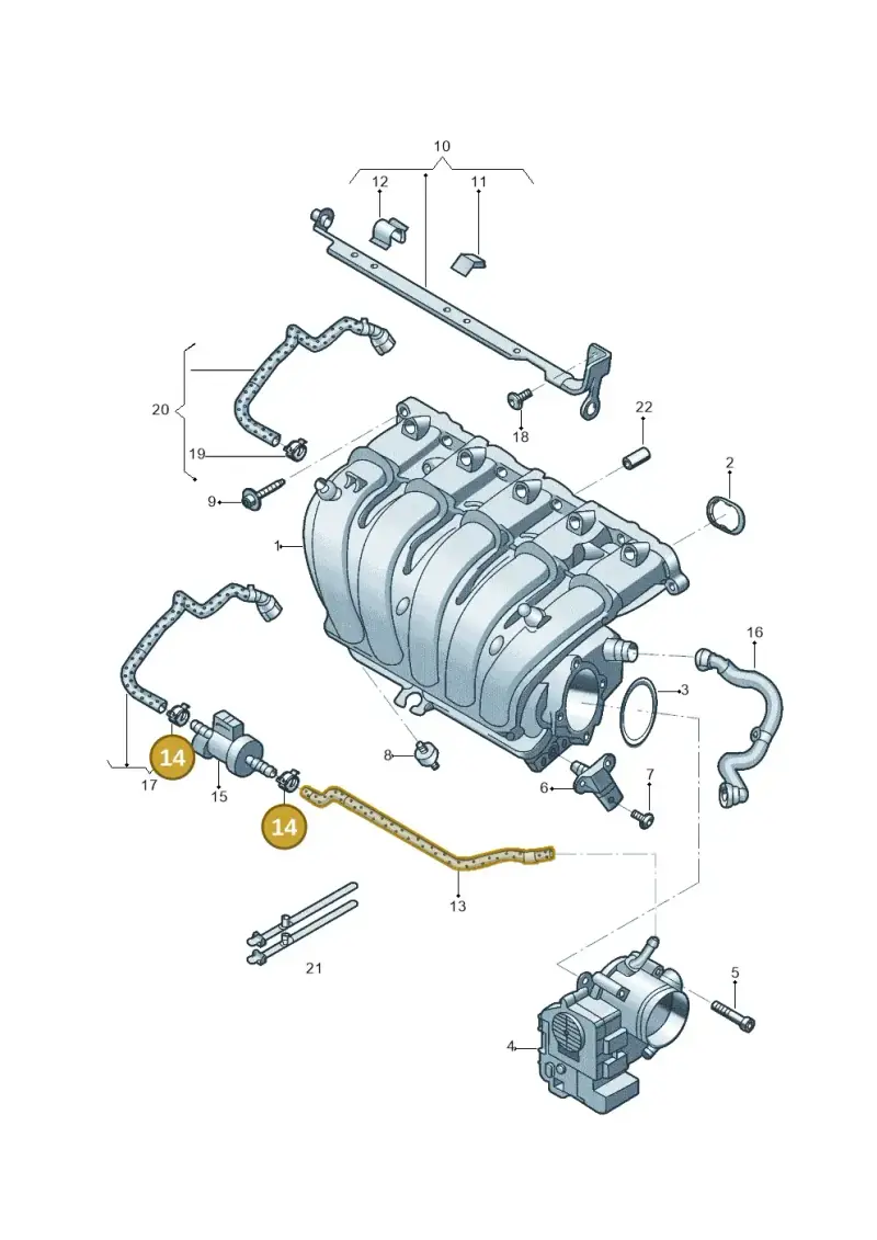N10233401 — Volkswagen Jetta (2014-2017) diagram 789133036, position 14
