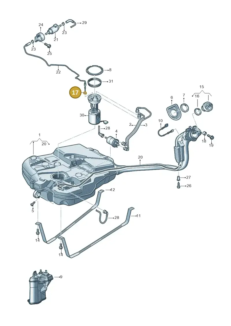 N10254901 — Volkswagen Caddy kombi (2015-2020) diagram 866201042, position 17