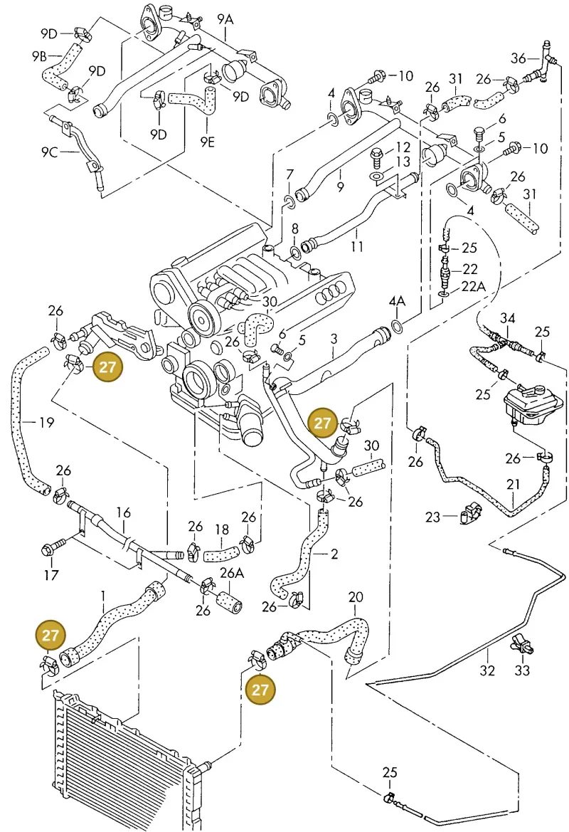 N10258001 — Audi A8 quattro (1999-2002) diagram 152121670, position 27