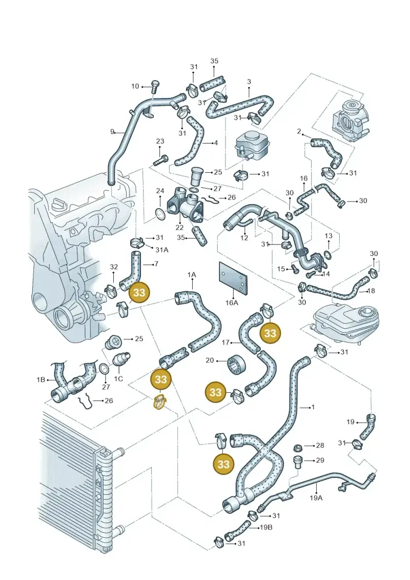 N10258001 — Audi A6/Wagon/quattro (2001-2004) diagram 156121500, position 33