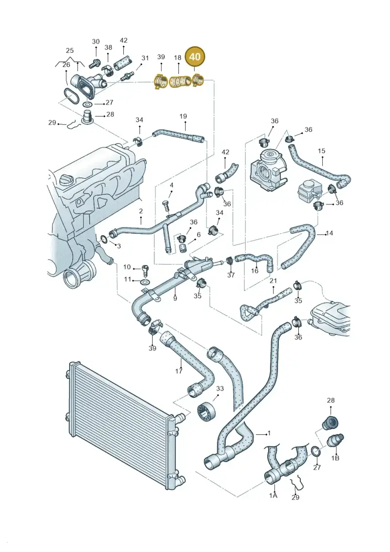 N10258001 — Volkswagen PASSAT                 00> (2000-) diagram 195121420, position 40