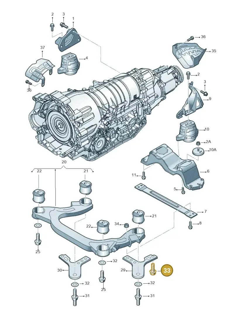 N10285906 — Volkswagen Phaeton 4motion (2010-2016) diagram 258399850, position 33