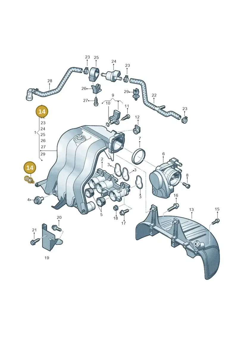 N10331401 — Volkswagen Jetta (2014-2017) diagram 625133280, position 14