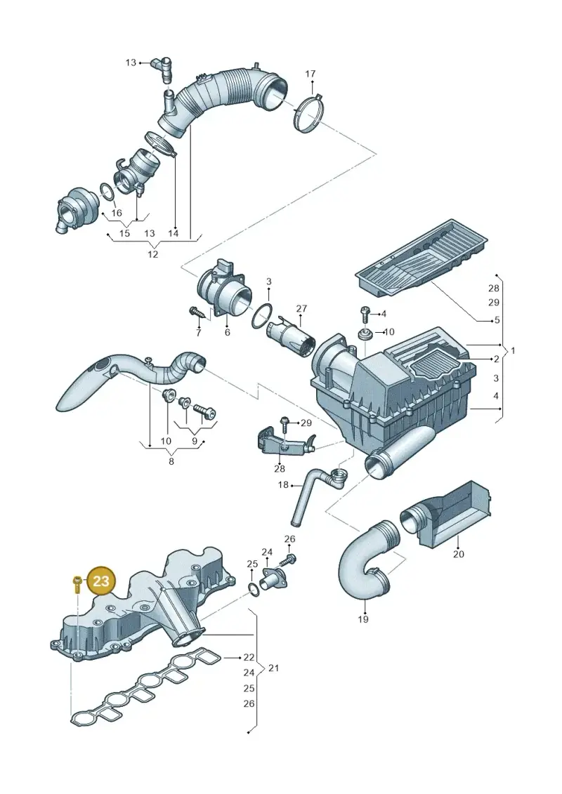 N10408602 — Volkswagen Jetta (2010-2014) diagram 737129410, position 23
