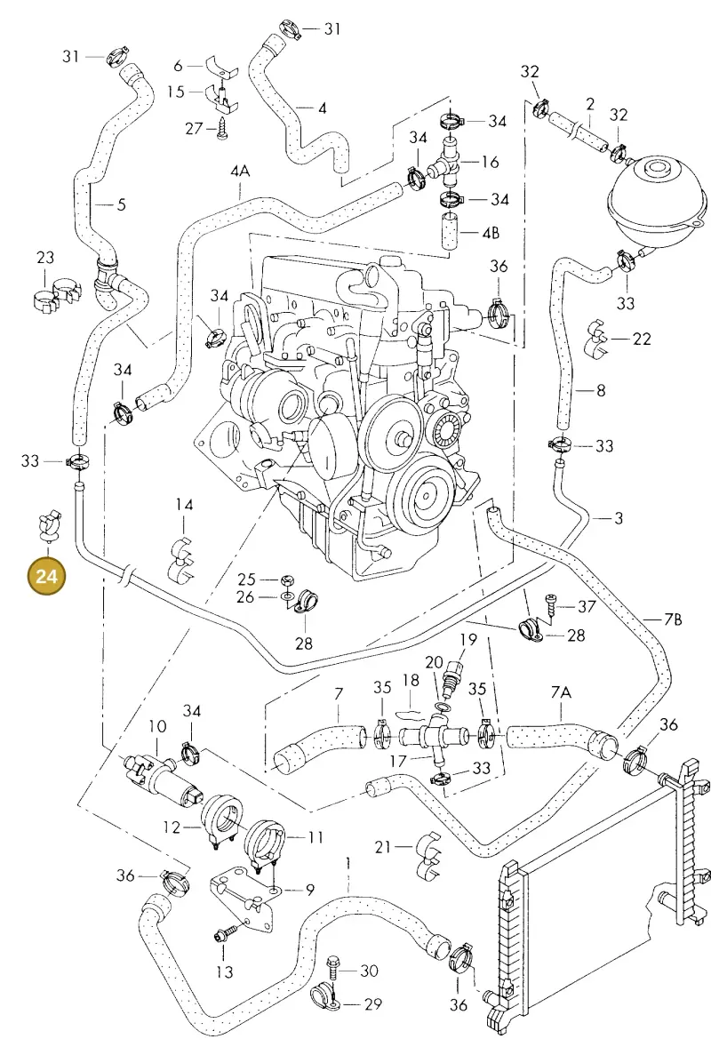 N10424501 — Volkswagen LT, LT 4X4 (1996-2003) diagram 176121460, position 24