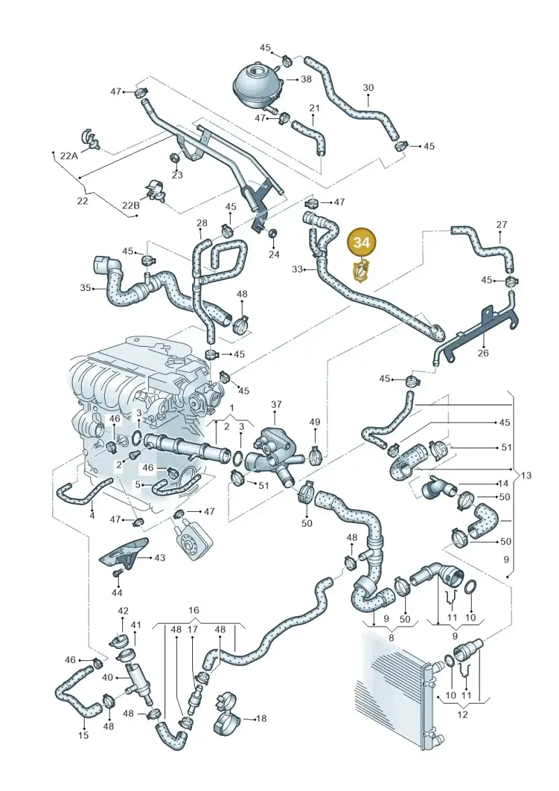 N10424501 — Volkswagen Jetta/Wagon (2002-2006) diagram 405121610, position 34