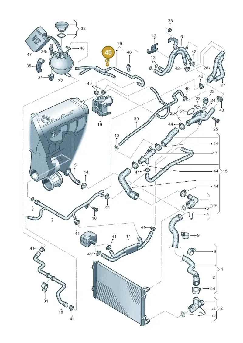 N10436201 — Volkswagen Polo (2011-2014) diagram 225121300, position 45