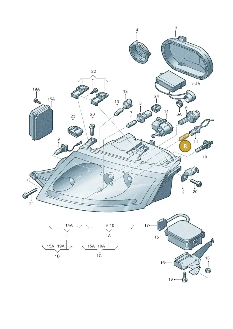 N10445502 — Audi TT Coupe/Roadster (2002-2006) diagram 229941200, position 8