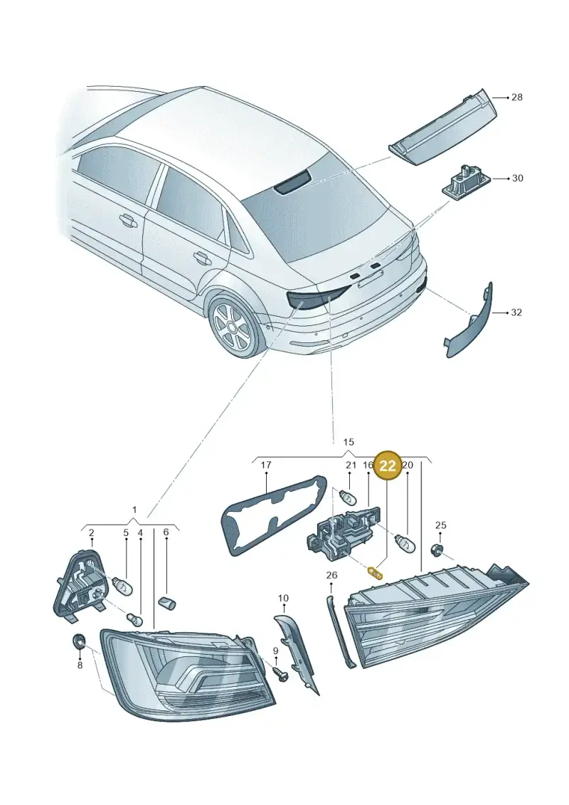 N10445502 — Audi A3 Sportback (2016-2020) diagram 745945020, position 22