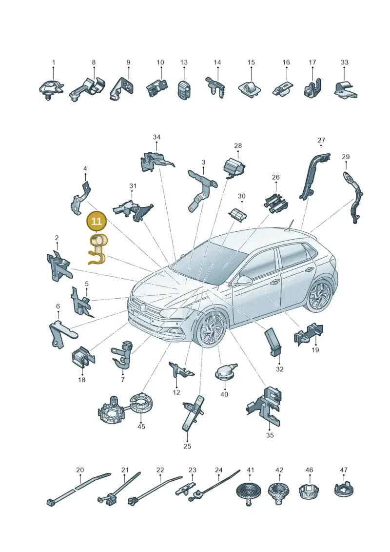 N10478501 — Volkswagen Polo 1.0 BlueMotion (2017-2024) diagram 837971820, position 11