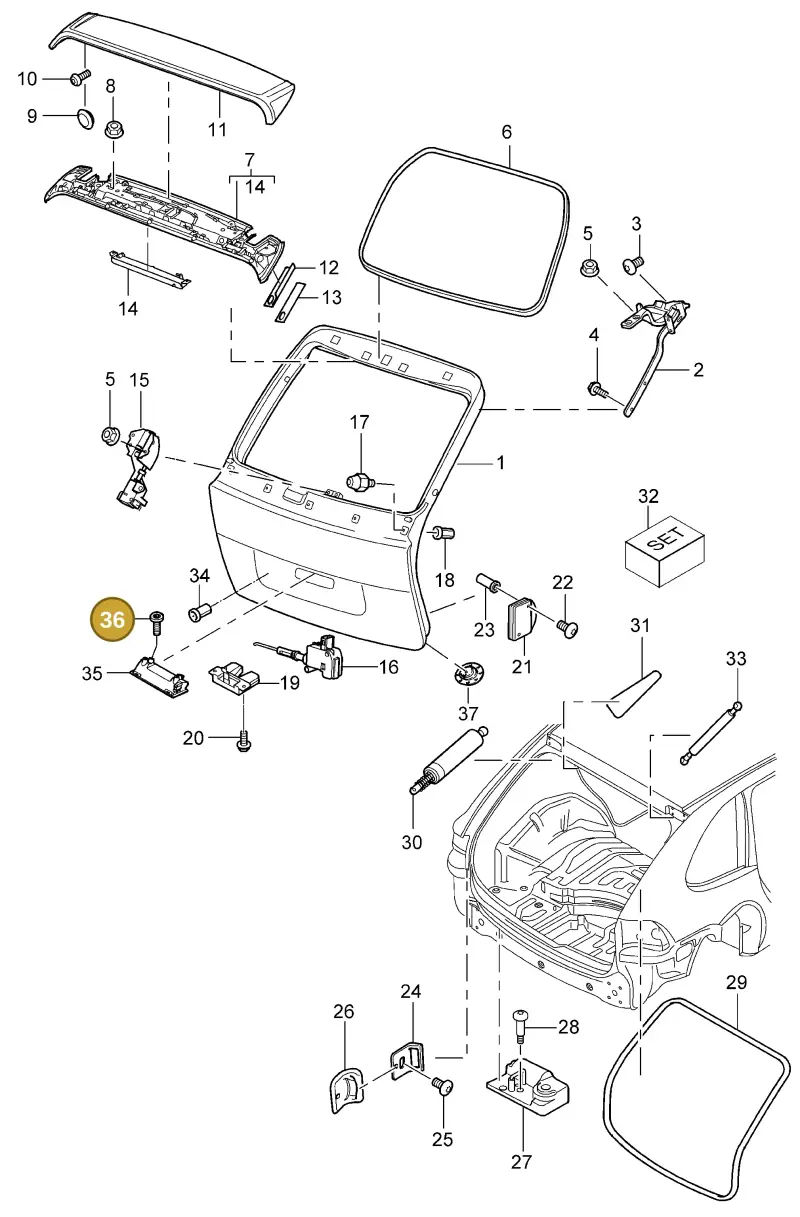 N10484002 — Porsche Cayenne (2002-2006) diagram p24803005, position 36