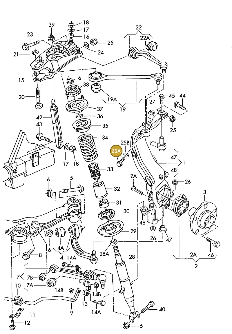 N10491802 — Audi A8 quattro (1999-2002) diagram 255407110, position 25A