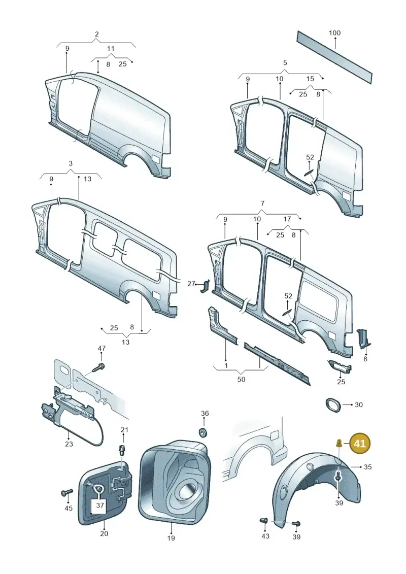 N10507301 — Volkswagen Caddy Maxi Kombi (2010-2015) diagram 652809300, position 41