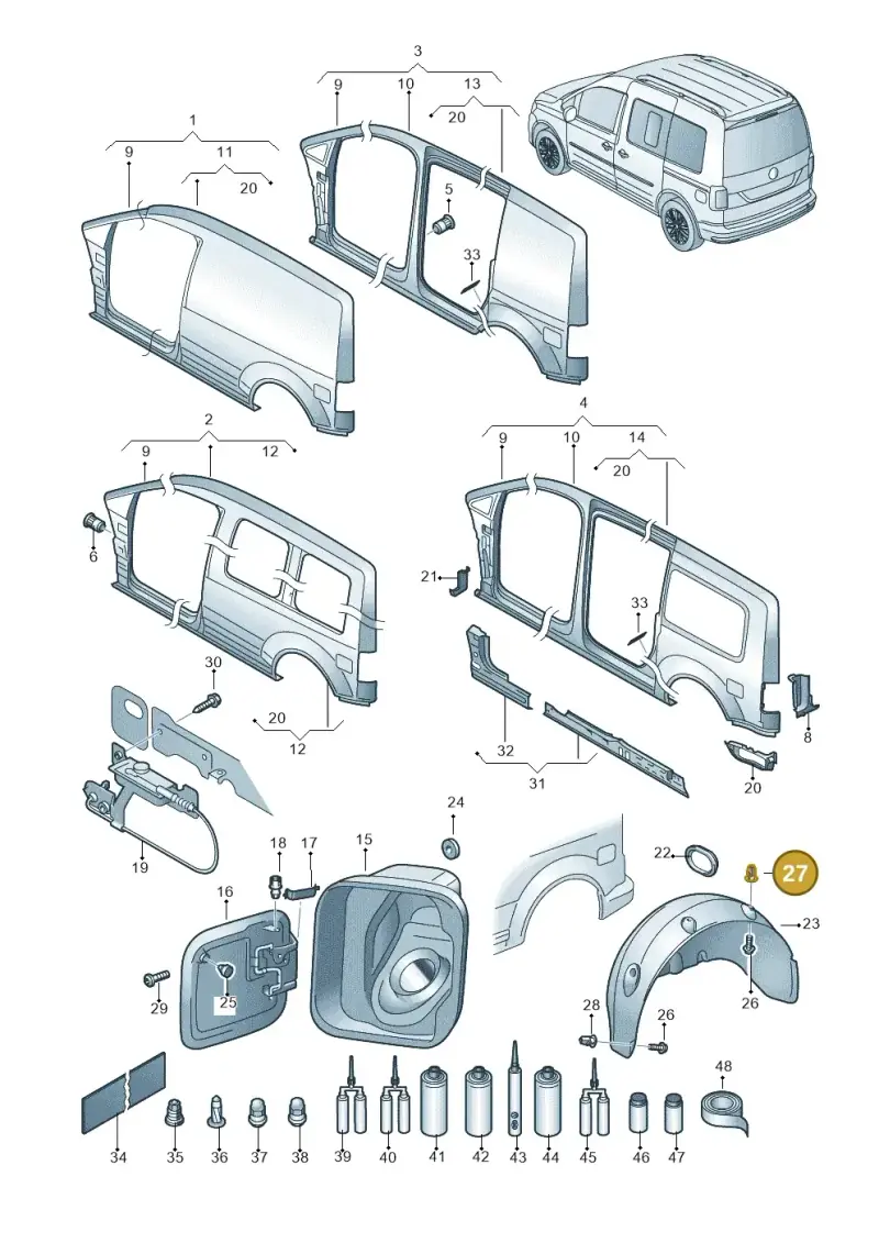 N10507301 — Volkswagen Caddy kombi (2015-2020) diagram 866809300, position 27
