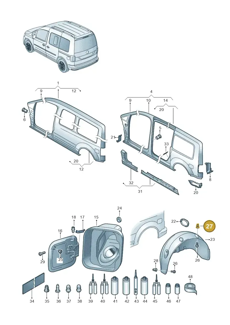 N10507301 — Volkswagen Caddy kombi (2015-2020) diagram 866809350, position 27