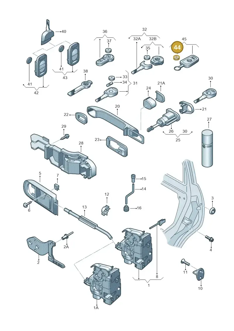 N10517001 — Volkswagen Passat syncro/4Motion (1998-2000) diagram 195837000, position 44
