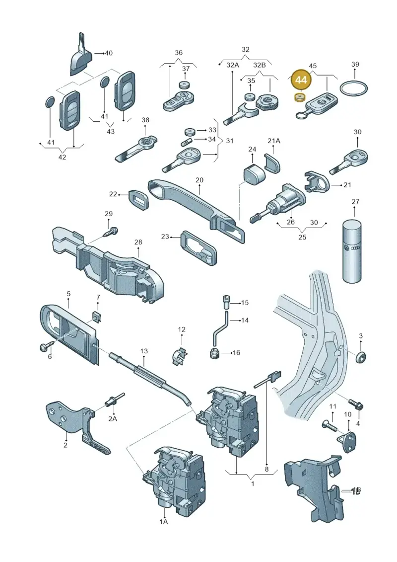 N10517001 — Volkswagen Passat (1997-2000) diagram 221837000, position 44