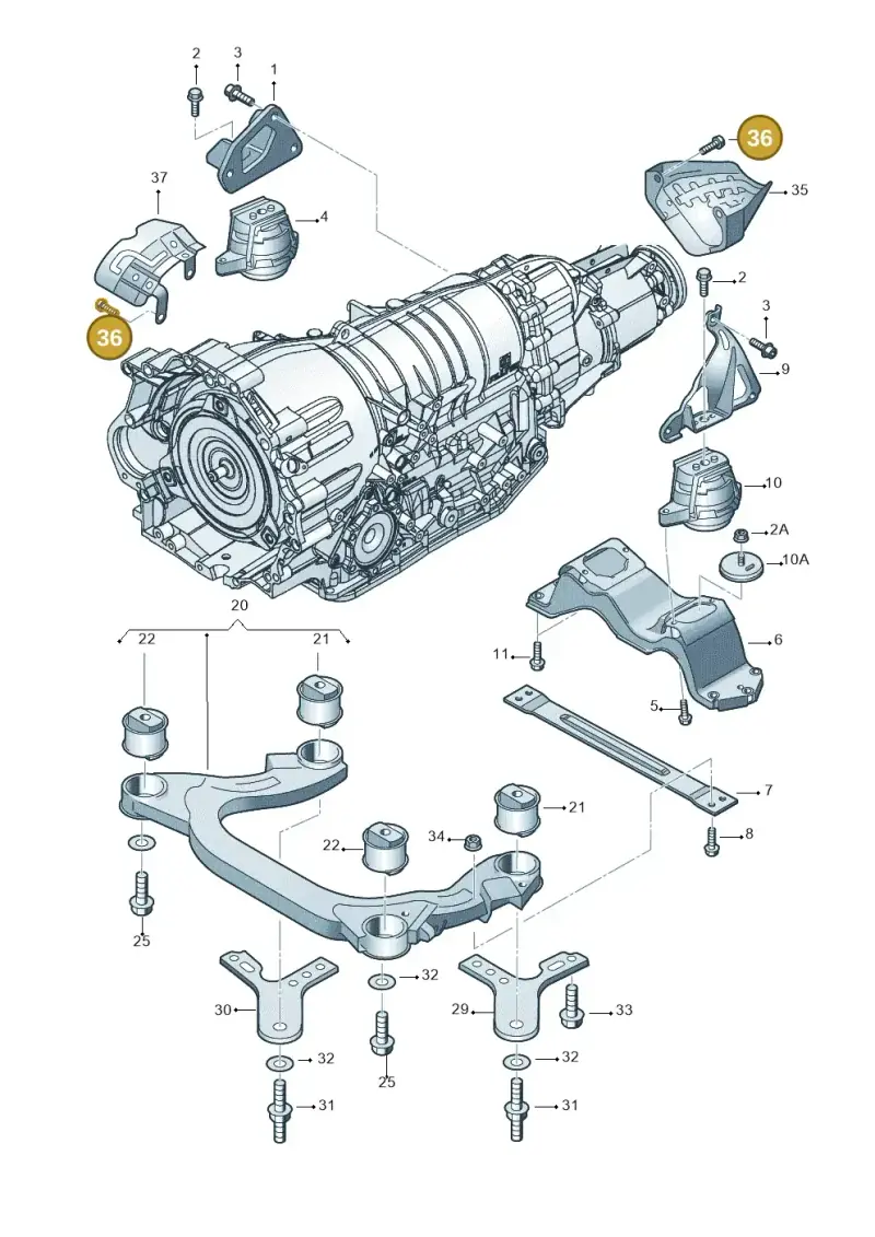N10578904 — Volkswagen Phaeton 4motion (2010-2016) diagram 258399850, position 36