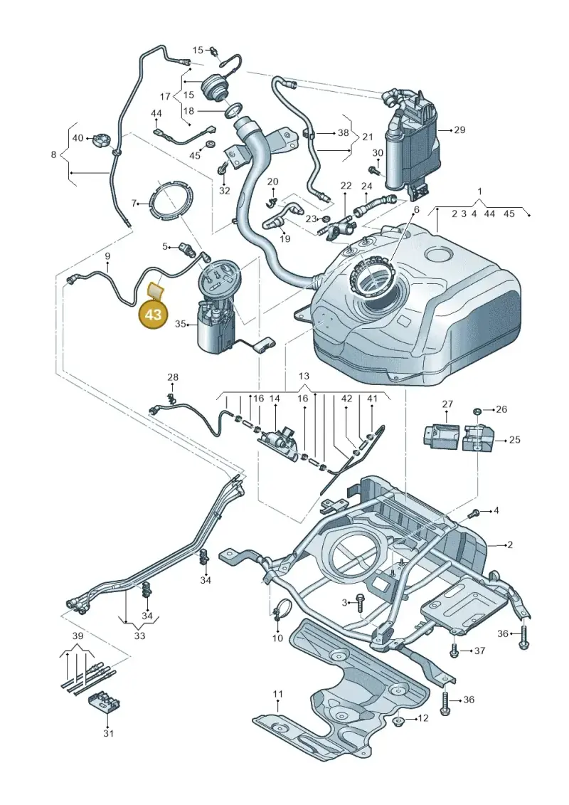 N10614601 — Volkswagen Golf 2.0 BlueMotion (2019-2024) diagram 5h0201050, position 43
