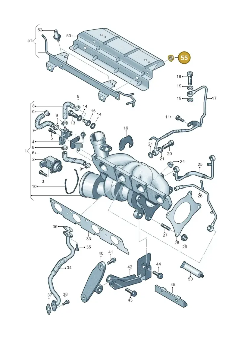 N10642107 — Volkswagen Golf (2011-2013) diagram 651145580, position 55
