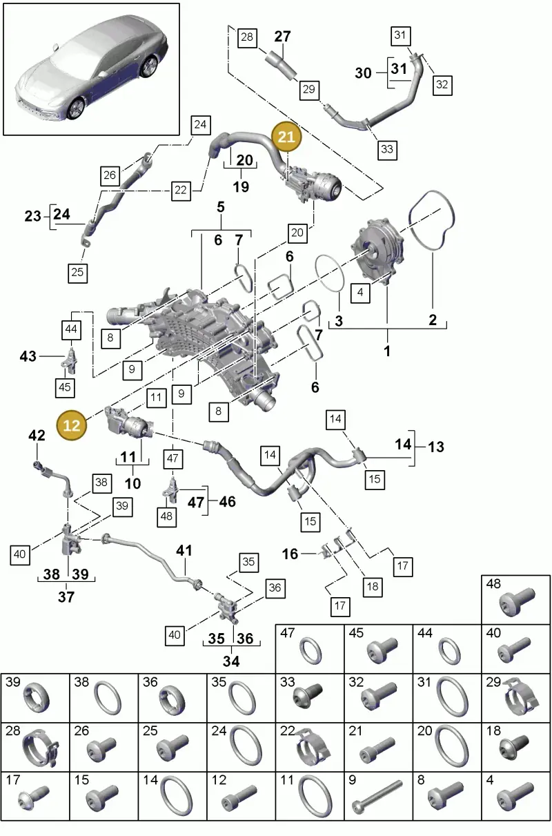 N10653603 — Porsche Panamera (2016-2020) diagram p49105010, position 12+21