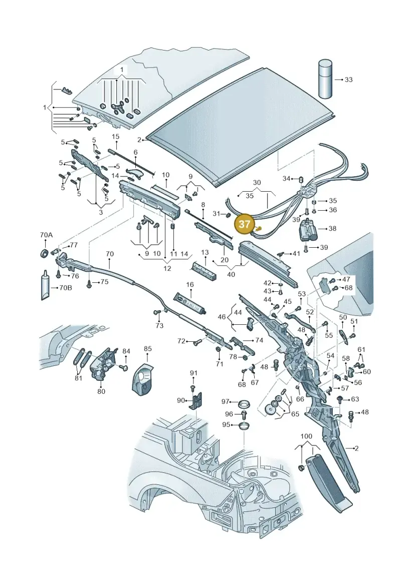 N10686101 — Volkswagen Eos BlueMotion (2010-2015) diagram 482871100, position 37