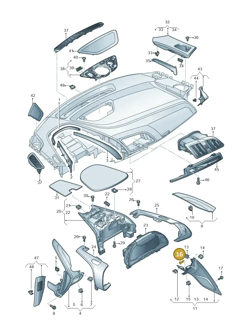N10703301 — Audi R8 Spyder (2015-2024) diagram 872857150, position 16