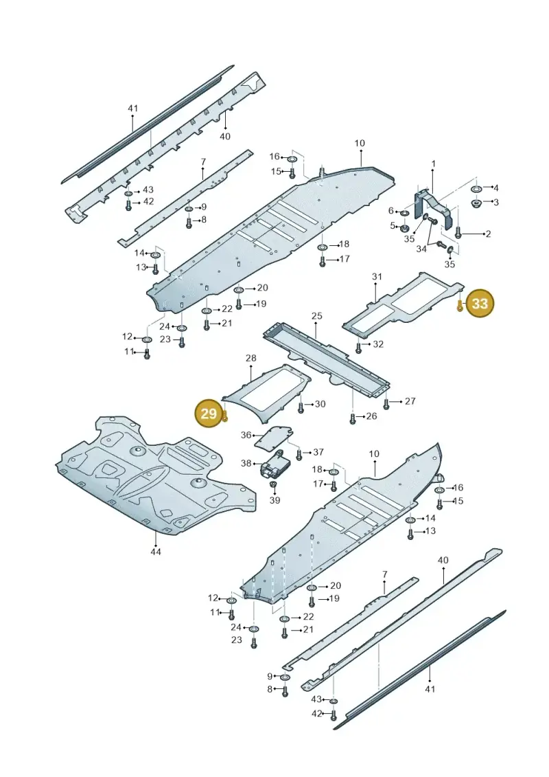 N10717002 — Audi A8 (2013-2018) diagram 696825000, position 29+33