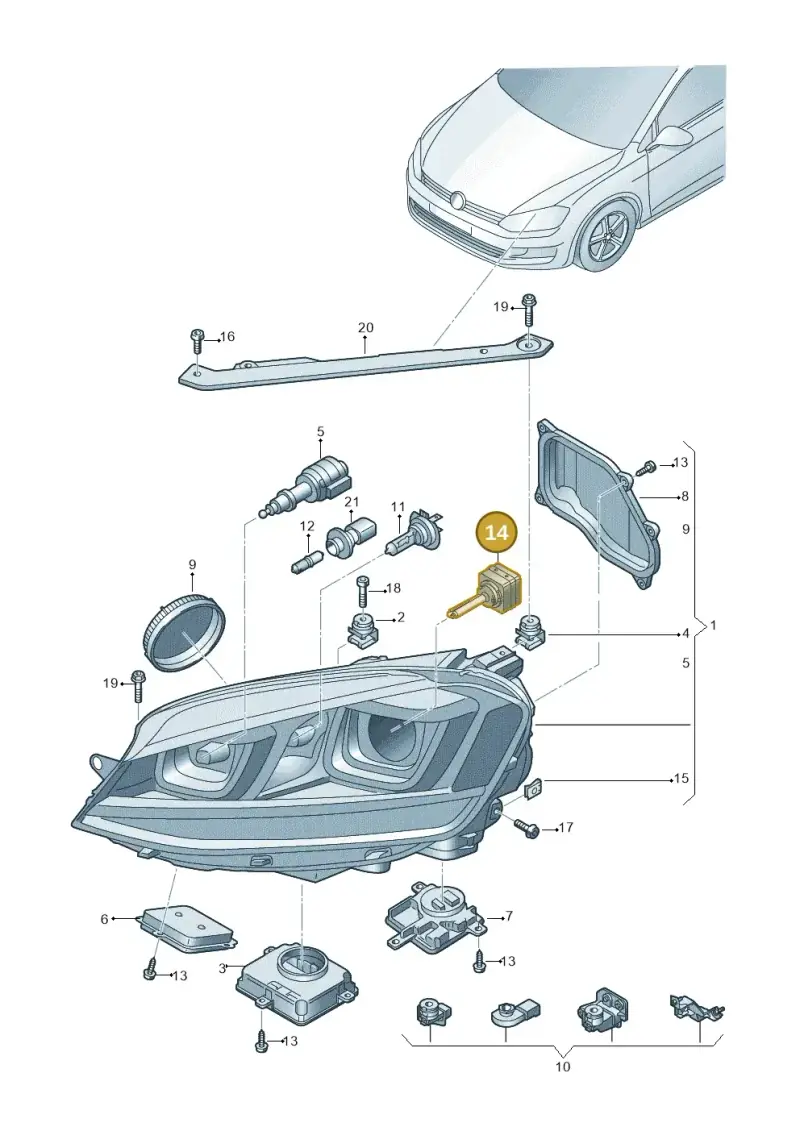 N10721805 — Volkswagen Golf 1.6 (2015-2019) diagram 746941200, position 14