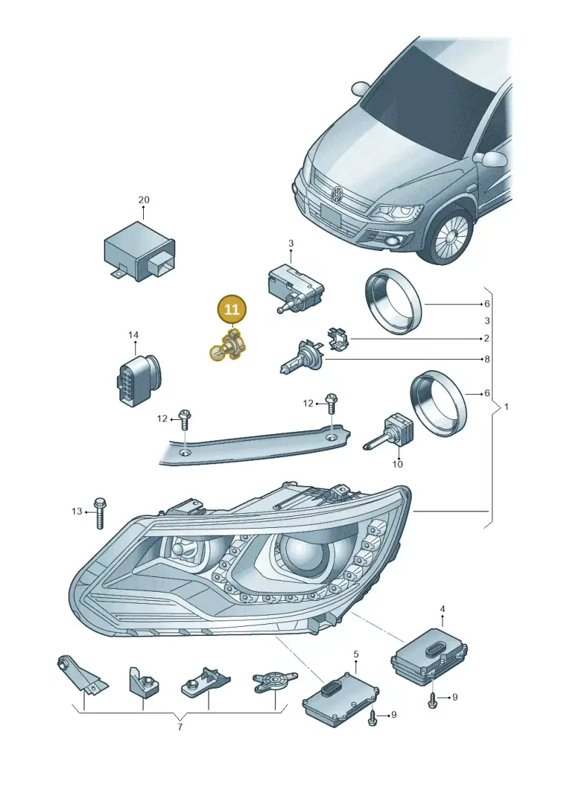 N10733101 — Volkswagen Tiguan (2011-2018) diagram 719941300, position 11