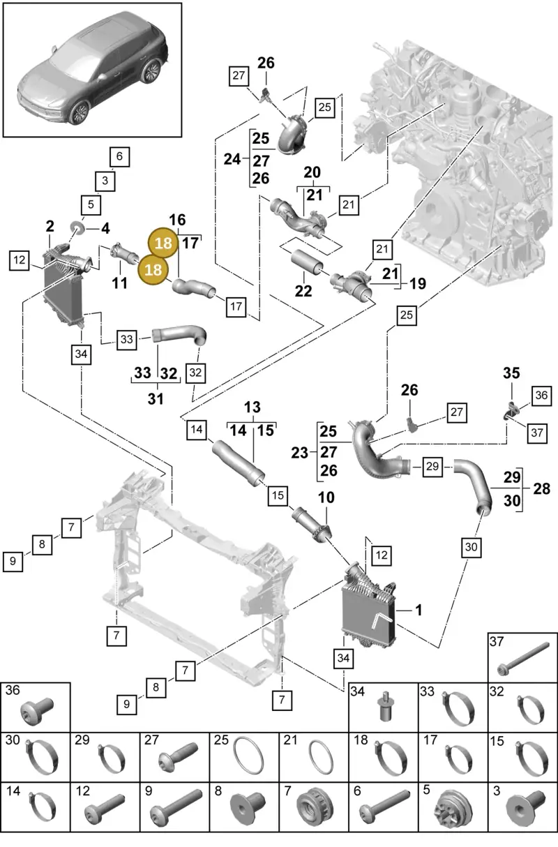 N10735801 — Porsche Cayenne (2017-2023) diagram p51107060, position 18